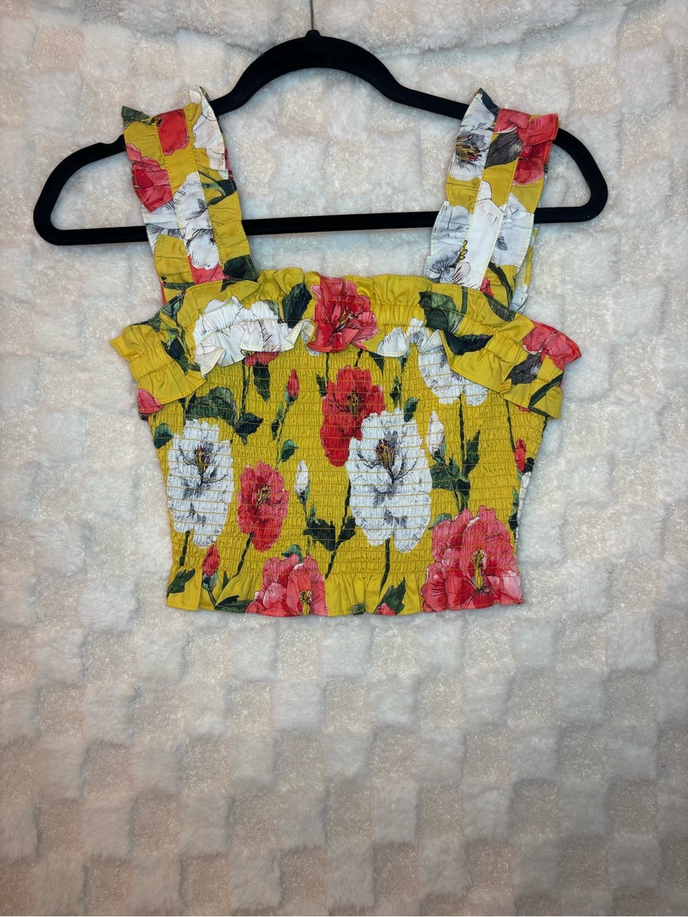 Parker Moonstar Lemon Wildflower Smocked Floral Crop Top - Floral XXS